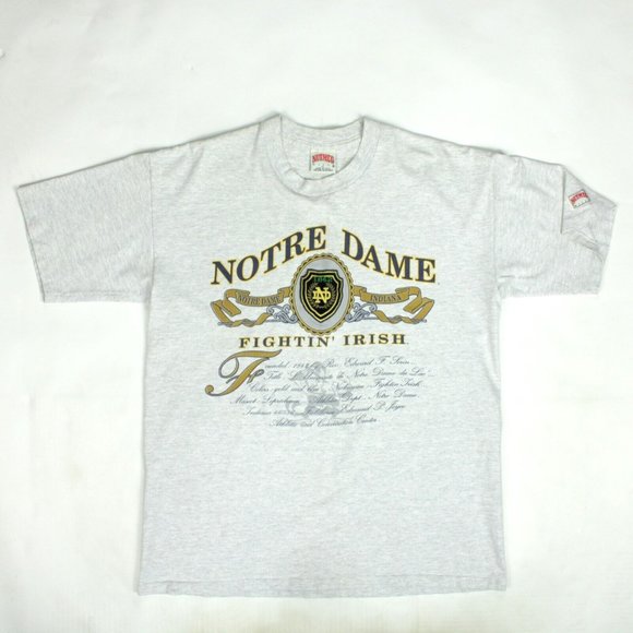 VTG 90s Notre Dame Fighting Irish Founded 1842 Nutmeg Shirt Gray Men Extra Large - Picture 1 of 8